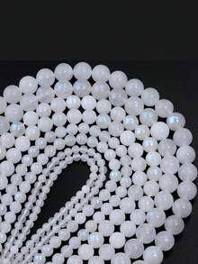6mm 8mm 10mm 天然月光石白色圓形光滑散珠 DIY珠飾製作項鍊手鍊配件 - 彩色 - 查看 8