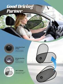Parasol para ventana lateral de coche con ventosas, parasol de malla transpirable con protección UV para bebés y niños, cubierta de privacidad transparente antideslumbrante y bloqueadora de calor, plegable y de ajuste universal para la mayoría de coches y SUV, protección solar - A - Ver 3