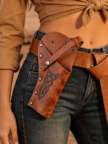 1 PC Vintage Western PU Leather Waist Bag - PU Utility Holster For Cosplay, LARP, Cowboy Costume, Desert Adventure Accessory Halloween - ZSJ - View 1