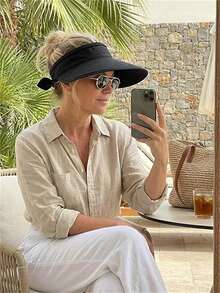 1pc Colorful Ribbon Summer Women's Sun Hat, Adjustable Sun Protection, Suitable For Ponytail Wear, Fashionable And Versatile - Multicolor - View 8