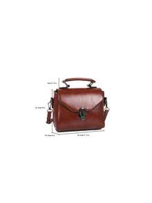Women's Retro Latch Mini Handbag For Daily Commute - Brown - View 3
