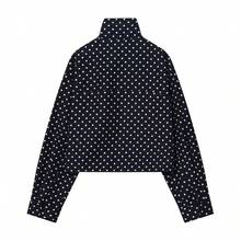 New Blogger Style Women's Polka Dot Print Drawstring Drop Shoulder Loose Jacket, Autumn - Navy Blue - View 7