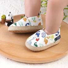 1 Pair Boys Girls Cartoon Dinosaur Design Slip-On Flat Sneakers, Infant Walking Shoes, Spring Autumn Summer Winter - White - View 9