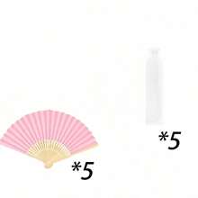 粉色纸扇，手持折扇，竹制折扇，便携式纸折扇，适用于婚礼、派对、家居装饰（粉色扇子+欧根纱袋） - 彩色 - 查看 11