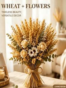 120pcs Realistic Artificial Wheat Stalks, Natural Plastic Material, Suitable For Wedding Table Decoration, Autumn Gathering, Home Decor, Store Opening, Floral Arrangement, Room Decoration And DIY Crafts - Wheat - View 6