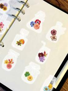 SCXXBSW 50pcs Romantic Dried Flower Stickers On Transparent PET Film; Ideal For Decorating Bullet Journals; Self-Adhesive; Perfect For Doodling, Office Chairs, Backpacks And Stationery; Suitable As Party Favours And Gifts; Suitable For Year-Round Use - A - View 8