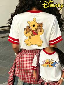 Disney Sweet Minnie Mouse Love & Heart Graphic Ringer T-Shirt, Women's Casual Red Trim Short Sleeve Top - trắng - Xem 2