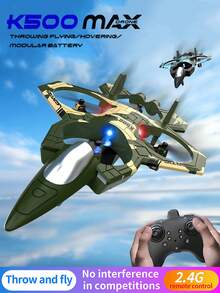 K500 Foam Toy Remote Control Airplane Model, Features 360° Stunt Flip And Hover Functions | Altitude Hold System | LED Lights Suitable For Beginners | USB Rechargeable Remote Control Airplane, Boys Toys Girls Toys Boys Gifts Girls Gifts Remote Control Airplane - Multicolor - View 1