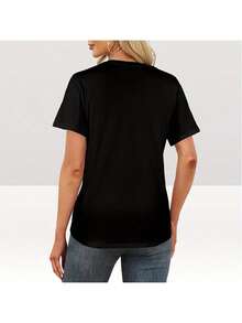 Women's Plus Size Manicurist Letter Print T-Shirt-Loose Casual Round Neck Short Sleeve Top With Nail Art Design And Nail Technician Text Pattern Breathable Spring And Summer Workwear Suitable For Nail Salon Clothing Machine-Washable Comfortable Fit Fashionable Social Role Print Relaxed Version Suitable For Nail Therapist And Beauty Professional Elegant Casual Dress Local Community Store In Stock Quick Hair - 黑色 - 查看 2
