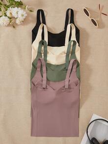 4pcs/Set Women Seamless Adjustable Strap Camisole Undershirt - Multicolor - View 3