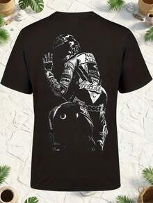 ACTCITY Men's Motorcycle Racing T-Shirt With Number 46 - Vintage Motorcycle Design T-Shirt In Racing Suit Style, Suitable For Track Days, Riding, And Casual Wear - All-Season Motorcycle Riding Apparel, Unisex, Collectible T-Shirt - 黑色 - 查看 2