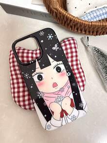 1件可愛大眼卡通圖案手機殼，甜美時尚蘿莉塔風格保護殼，適用於 /IPhone17 Pro Max/IPhone16 Pro Max/IPhone15 Pro/IPhone14/IPhone13/12/11，適合送給家人/朋友/姊妹/女友的精美禮物，美學風格 - 雪花 黑色 - 查看 3