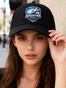 Argentina 2026 Football Flag Design, Fashionable Sports Cap, Unisex Adjustable Baseball Cap Hat For Men Women Machine Washable Outdoor Sun Hat - 黑色 - 查看 2