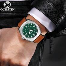 OCHSTIN 新款復古飛行員風格男士方形自動機械手錶 防水運動時尚錶帶 日期功能 - 均碼 - 查看 8