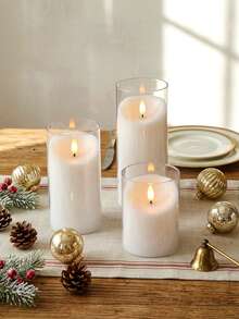 3 piezas Luces de velas sin llama con control remoto y temporizador, velas LED de deseos, alimentadas por batería, luces de atmósfera romántica, luces de velas LED electrónicas sin humo, luces de decoración navideña de luz cálida, adecuadas para Navidad, Día de San Valentín, Halloween, Día de la Madre, Día de San Valentín, atmósfera festiva, mesa de comedor, arreglo de atmósfera del hogar, decoración de escritorio y encimera, propuesta de confesión, fiesta de cumpleaños - transparente - Ver 9