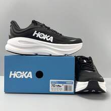 Hoka One One Bondi 9 Road Running Shoes, Breathable, Lightweight, Cushioned, Non-Slip, Suitable For All Seasons, Black & White, Men & Women - Black and White - View 12