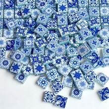 100g/200g Classic Blue And White Porcelain Pattern Mosaic Particles, Mandala Pattern Glass Mosaic Material, 2.3*2.3CM Random Pattern Delivery, Suitable For Handicraft Creation, Tabletop And Stair Decoration, Mosaic Wall Mural - CZQH - View 5