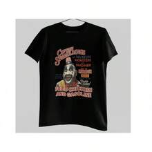 Vintage Retro Horror Clown T-Shirt With Fried Chicken And Gasoline Design, Summer Tops - Black - View 3
