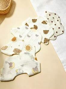 7/6/2pcs Set Newborn Cotton Bibs, Adjustable & Stretchable Cotton Bibs - Multicolor - View 6