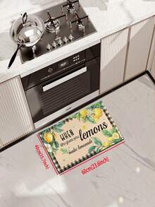 1/2 piezas Juego de Alfombrillas de Cocina con Patrón de Limón, Alfombra y Tapete de Cocina, Antideslizante Lavable, Alfombra Pasillera Estilo Bohemio Granja, Respaldo de Goma, Accesorios de Decoración de Cocina - Multicolor - Ver 13
