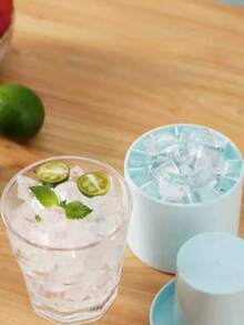 1pc Silicone Ice Cube Tray With Lid, Cylinder Shaped Ice Mold, Easy Release Squeeze Ice Cup, Stackable Ice Cube Trays, Silicone Material, Quick Freeze, Beverage Cooler, Home Bar Tool, Suitable For Christmas, Holiday Party, Summer Drinks, Adults, Multi-Functional Ice Maker - Multicolor - View 9