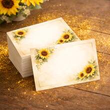 25/50 Pcs Vintage Sunflower Message Cards, Blank Greeting Cards For Handwritten Notes, Floral Blessing Cards, Gift Message Cards, Emotional Expression Cards, Thank You Cards, Themed Flower Cards, Handwritten Birthday Wishes, Friendship Cards - A - View 3