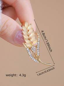 1pc Elegant Luxury Rhinestone Wheat Ear Brooch, Fashionable Versatile Clothing Accessory Pin - Gold - View 14