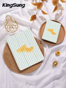 Kingsung Cream Yellow & Blue Striped Lemon Tablet Protective Case, Compatible With IPad Air 8(M4)2026(11 Inch), Air 8(M4)2026(13 Inch), 9.7/10.2/10.5/10.9/12.9/Pro 11, 10th Generation, Compatible With Samsung Galaxy Tab S6 Lite 10.4 Inch, Compatible With Kindle Paperwhite 12th Gen 2024, Kindle (11th Generation) 2022 Edition, Soft Shockproof, Smart Stand/Auto Wake/Sleep - Multicolor - View 8