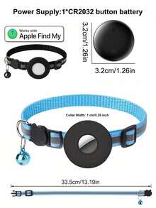 1pc Pet Positioning Collar Compatible With Closed-Loop Ecosystem Phones, Built-In Native Find Tool, Adjustable Reflective Cat Collar Pet Cat Positioning Tracker Collar Compatible With Find My Tracker, 7-9 Inch Animal Print Design, Detachable Collar For Cats - 彩色 - 查看 3