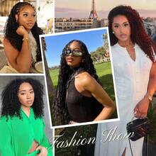 Extensions de cheveux humains vierges, bouclés et crépus, sans nœuds, pré-séparés, pré-bouclés et réutilisables, style crochet, couleur noir naturel, 50 cm (20 pouces), 50 g. - Natural Black - Voir 10