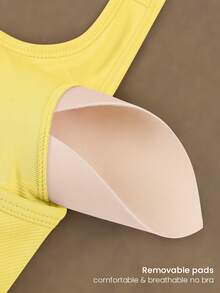 VVX Áo tank top thể thao yoga cổ yếm cho nữ, có đệm mút tháo rời, kiểu dáng gợi cảm hở lưng, phong cách Y2K, thoải mái, thoáng khí, màu trơn, mềm mại, thích hợp mặc hàng ngày ở phòng tập, mọi mùa. - Màu vàng - Xem 8