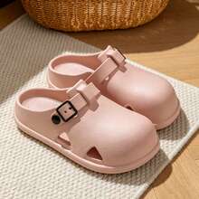 Sandalias huecas transpirables unisex, adecuadas para conducir, playa, uso casual, interior del hogar, cómodas y protectoras sandalias de dedo para el verano - Rosa - Ver 8
