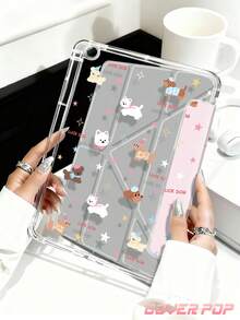 臘腸狗蝴蝶結與櫻桃圖案保護殼，相容 iPad Air 4/5 10.9 吋、7/8/9 代 10.2 吋，內建筆槽，相容 Tab S6 10.4 吋、Tab A7 Lite 8.7 吋，返校季、情人節、新年禮物 - 彩色 - 查看 5