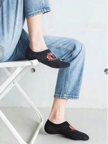 5 Pairs Men's Thin Casual Boat Socks, Stylish Invisible Socks, Personalized Black & White Socks For Summer - Black and White - View 4