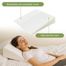 Wedge Cushion For Bed And Sofa – Memory Foam Back Support Pillow, Reading - White (65cm) - View 5