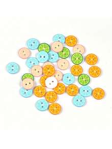 30pcs 1.5cm Multicolor Mixed Mini Lemon Pattern Plastic 2-Hole Buttons, Handmade Creative DIY Decorative Buttons For Clothing, Bags, Hair Accessories - Multicolor Mixing - View 5