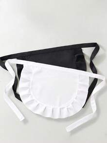 1pc Children's White Apron, Durable, Minimalist Waist Design [Floral Lace Style Randomly Shipped] - Multicolor - View 14