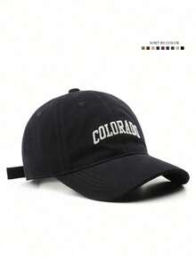 1 pieza Gorra de béisbol vintage con letra bordada, visera ajustable, adecuada para el desplazamiento diario de los estudiantes, uso en todas las estaciones - Multicolor - Ver 5