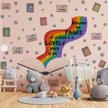 1pc Colorful Rainbow Book Quote Wall Sticker, Decorative Wall Decal For Children's Reading Corner, Waterproof Removable PVC Wall Sticker, Suitable For Classroom, Nursery, Study Room - View 4