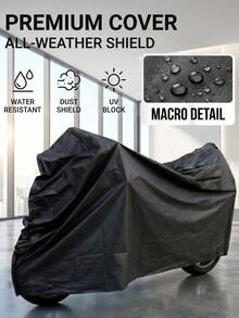 1pc Heavy Duty EVA All-Season Motorcycle & Bicycle Cover - Waterproof, UV-Resistant, Snow-Proof, Breathable, Lightweight, Fits Most Models, Black, Outdoor Vehicle Protection, Stylish Motorcycle Cover, UV-Resistant Cover - Multicolor - View 2