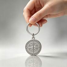 1pc Stainless Steel Vintage Compass Keychain Key Ring Unisex Key Holder Bag Charm Key Pendant Suitable For Daily Use Or Gift - Silver - View 6
