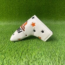 美式橄榄球主题高尔夫推杆套，趣味刺绣，星形印花，通用推杆保护套，运动风格高尔夫球包配件 - 白色 - 查看 6