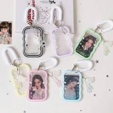 1 pieza Soporte de tarjeta acrílico con alas de ángel de 3 pulgadas, funda de exhibición de tarjeta de foto de ídolo para niñas, protector de marco de foto para estudiantes - Rectángulo - Ver 8