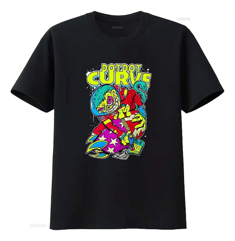 Camiseta Vintage De Algodón Azul Dot Curve, Talla - Negro - Ver 1