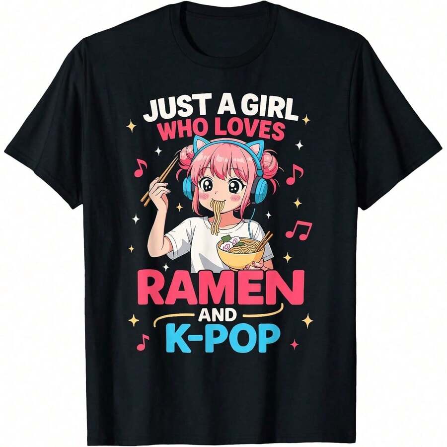2026 Only Someone Who Loves Ramen And K-Pop. Funny T-Shirt For Lovers. Loose And Comfortable. - Back 8 - View 1