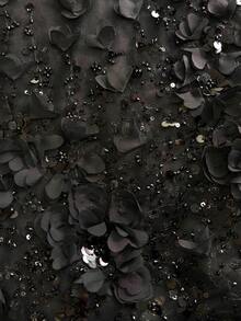 UNITHORSE Women's Square Neck Backless Tie-Waist Sequin Beaded Bodycon Dress, Evening Gown - Black - View 8