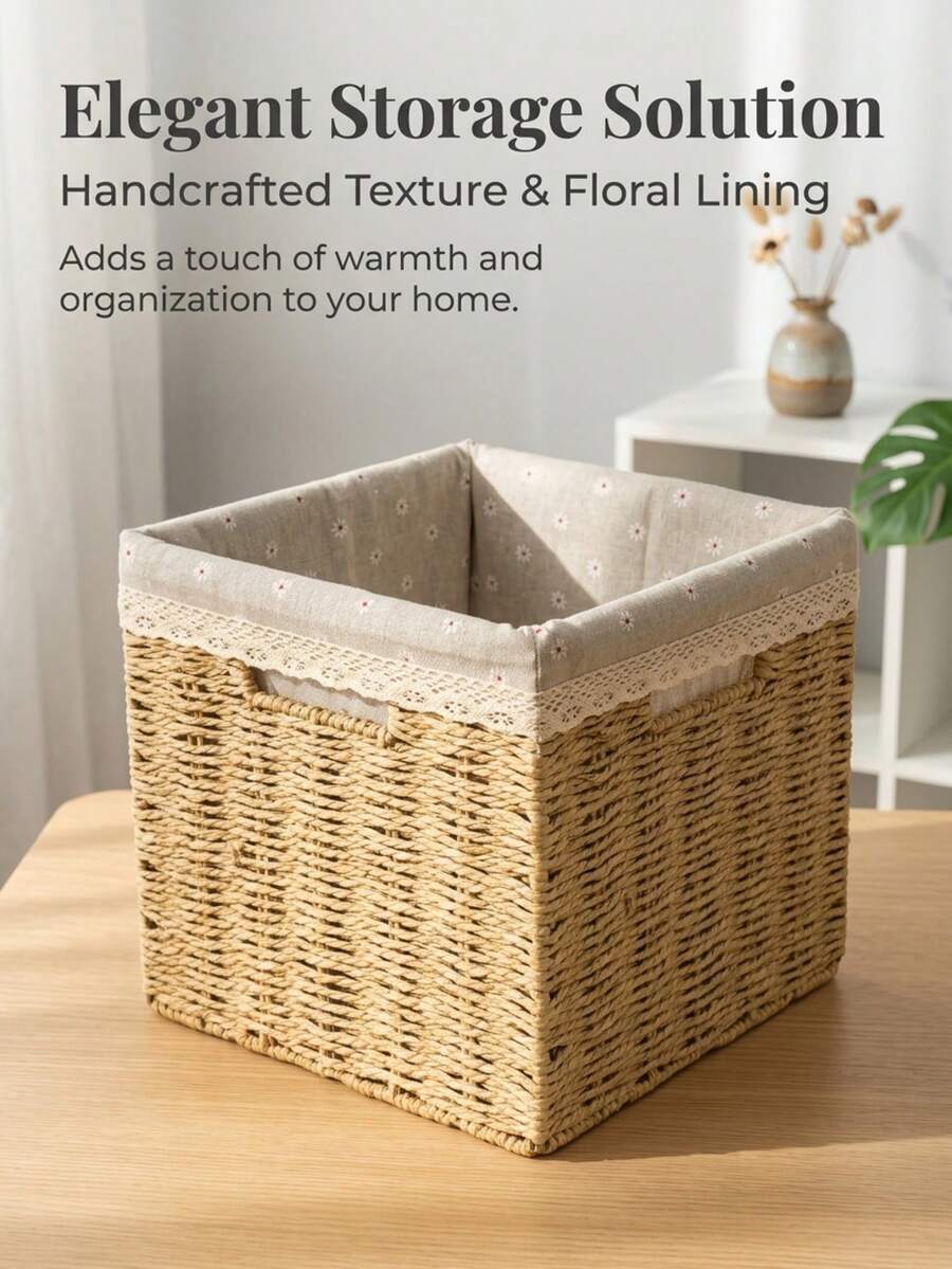 VPY 2/1pc Moisture-Proof & Mold-Resistant Hand-Woven Storage Basket For Damp Environments, Nordic Style Daily Use - Multicolor - View 1