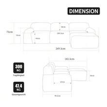 Modular Compression Sofa In Chenille Fabric, Filled With 30D High-Resilience Foam. Easy To Move And Featuring A Non-Slip Base, It Is Ideal For Living Rooms And Other Spaces. Beige - 卡其色 - 查看 8