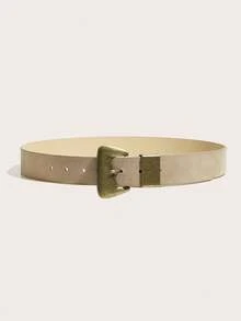 1pc Boho Beige Studded Belt, Western Style Buckle Waist Belt For Women, Y2K Spring/Summer, Velvet Printed Buckle Waist Belt, Suitable For Dresses, Daily Wear, Parties, Music Festivals - Beige - View 3
