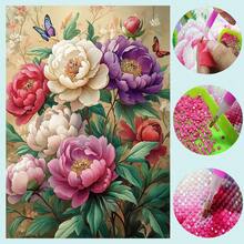 1 pièce Kit de peinture de diamant DIY - Floral, Décoration d'intérieur, Plein forage, 30*40cm/40x50cm - Ensembles - Voir 7